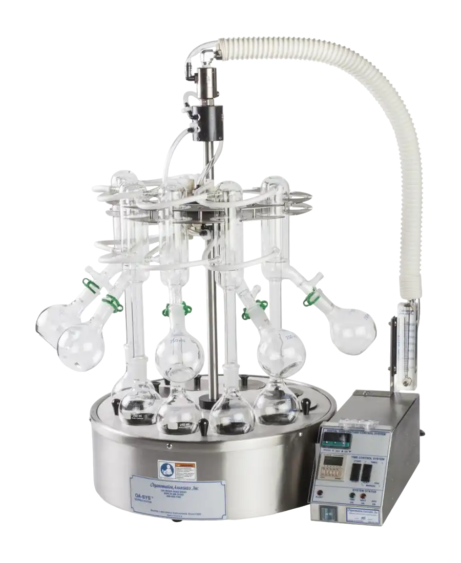 Solvent Evaporation Unit, S-EVAP-RB Series, with Water Bath (30-100°C and 1600 W), Nitrogen Purge Manifold Add-on, Digital Control, 10 Sample Positions