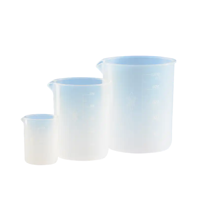 Beaker, PFA, Embossed Scale, 32 mm Diameter, 50 mm Height, Chemical and Thermal Resistance (-200°C ... +260°C), 5 ml Subdivision, 25 ml Volume