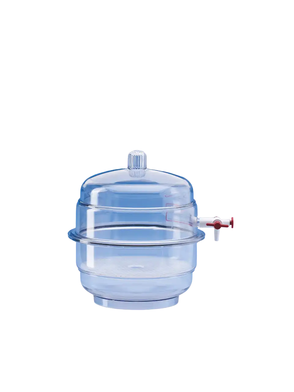 Desiccator, P.C Body, Clear P.C Lid with Vacuum Stopcock, with P.P Perforated Plate, 171 mm Diameter, 206 mm Height, 140 mm Plate Diameter