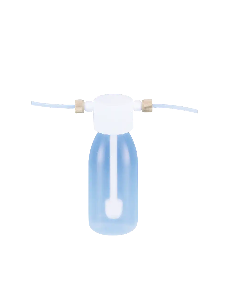 Gas Washing Bottle, PFA, Clear, Head with 4 mm Inner and 6 mm Outer Diameter Hose Connection, S 40 Neck, Round Body, Autoclavable, W/O Scale, Non-sterile, 61 mm Bottom Diameter, 160 mm Height, 250 ml Volume