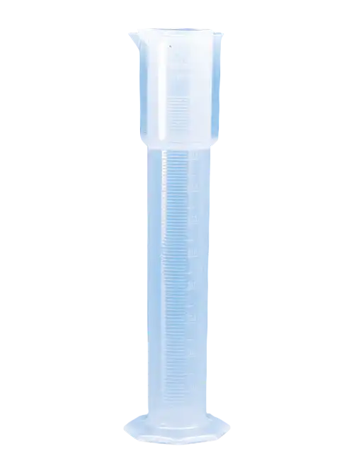 Hydrometer Cylinder, P.P, Clear, Hexagonal P.P Foot, Class B, Embossed Scale, 73 mm Diameter, 351 mm Height, 5 ml Subdivision, 500 ml Volume