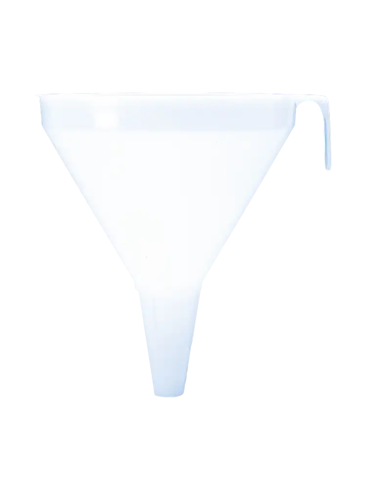 Funnel, P.P, for Large Amounts of Liquids, Plain, 60° Angled Body, 22 mm Stem Diameter, 203 mm Diameter, 252 mm Length, 1300 ml Volume