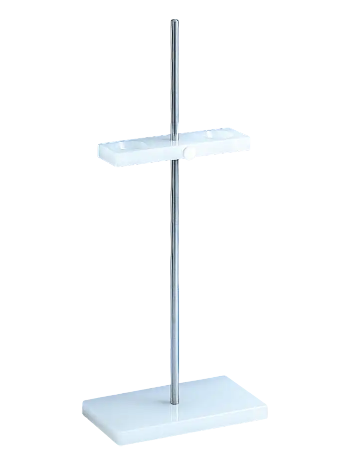 Funnel Stand, P.P, 250 x 140 mm Plate Dimensions, 12,7 x 595 mm Aluminium Rod, 2 Funnel Capacity with 50-120 mm Diameter Range