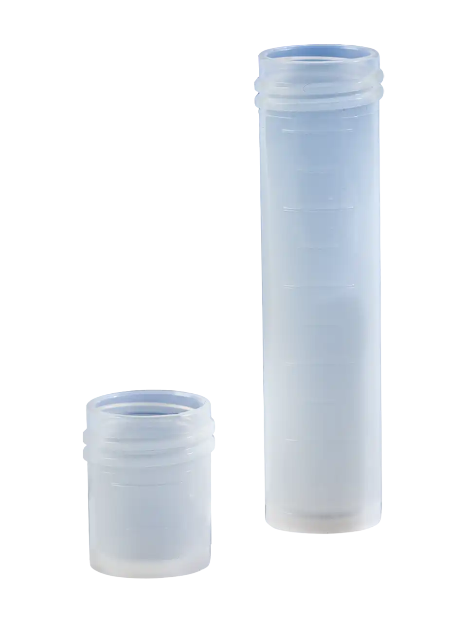 Sample Vial, PFA, W/O Cap, 42 mm Height, 29 mm Diameter Screw Neck, Cored Base, 15 ml Volume, Embossed Scale, 5 ml Subdivision