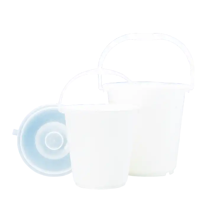 Bucket, PE-HD, White, W/O Spout, W/O Lid, with Handle, 290 mm Top Diameter, 300 mm Height, White Scale, 1 L Subdivision, 10 L Volume