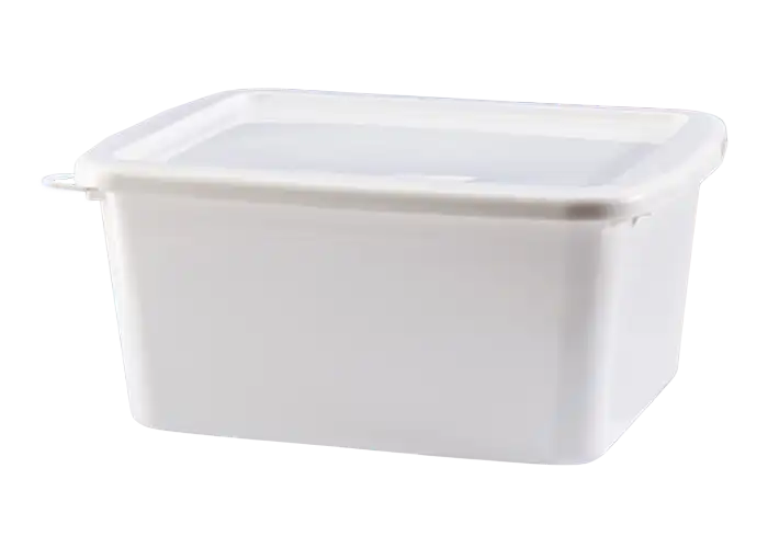 Bowl, P.P, White, with Lid, Rectangular Form, 430 mm Length, 331 mm Width, 195 mm Height, 17 L Volume