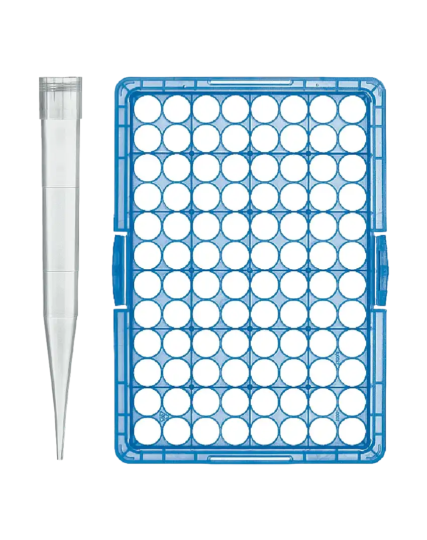 Pipette Tips, P.P, Clear, CE-IVD, Autoclavable, 50-1.000 μl, W/O Filter, Non-sterile, 70 mm Length, (5 x 96 rack), 480 pcs/box