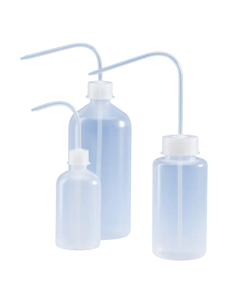 Wash Bottle, P.P, GL 63 Neck, Clear Body, P.P White Cap and Tube, 91 mm Diameter, 226 mm Height, 1000 ml Volume