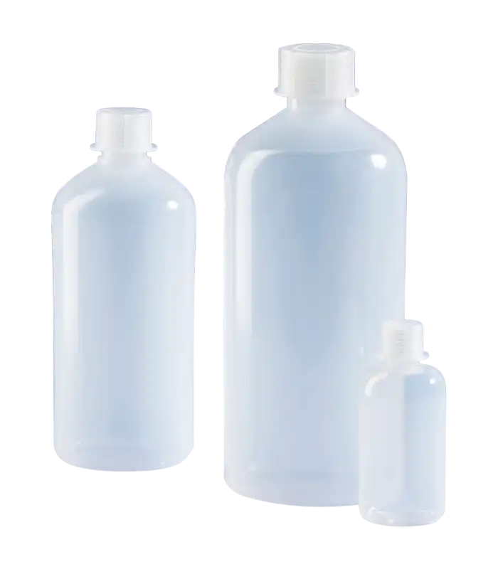 Bottle, PE-LD, Clear, Screw P.P Cap, GL 18 Neck, Round Body, Non-Autoclavable, W/O Scale, Non-sterile, 37 mm Bottom Diameter, 85 mm Height, 50 ml Volume