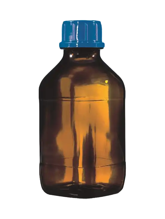 Bottle, Coated Glass, for Simplex²/Genius² Dispensers, Amber, Screw Cap, GL 28 Neck, Round Form, 100 ml Volume