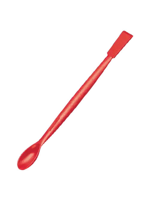 Spatula, PA, Glass-Fibre Reinforced, Macro Spoon at One End, Flat/Straight Spatula at the Other End, Red, 180 mm Length