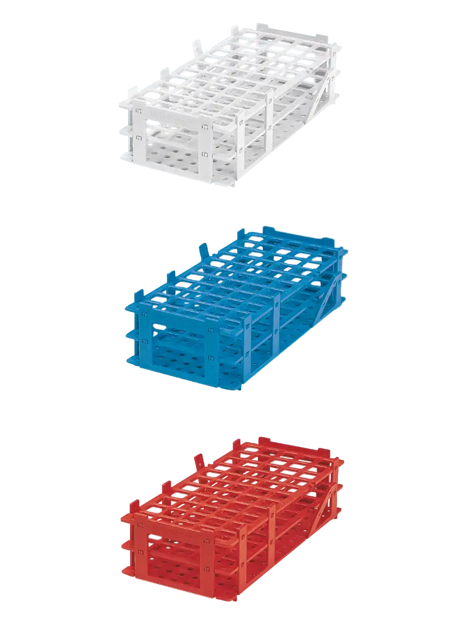 Tube Rack, Dismantled, P.P, 84 Well, for 13 mm Test Tubes, 126 x 265 x 75 mm, White